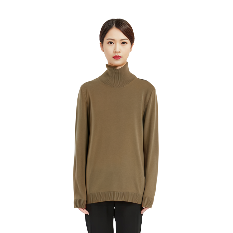 Sizing (W) WEEKEND MaxMara 卡其色寬鬆高領毛衣. 2353660133600-003