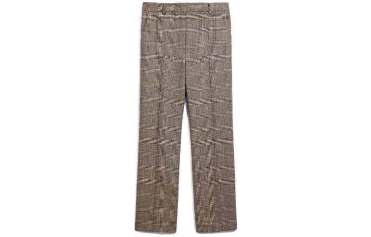 (Women) WEEKEND MaxMara  Plaid Mid-Rise Straight-Leg Casual Pants Brown 5136040306001