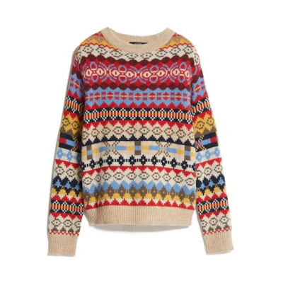 (Women) WEEKEND MaxMara Red Striped Alpaca Wool Blend Sweater. 5366192306003-ROTONDO