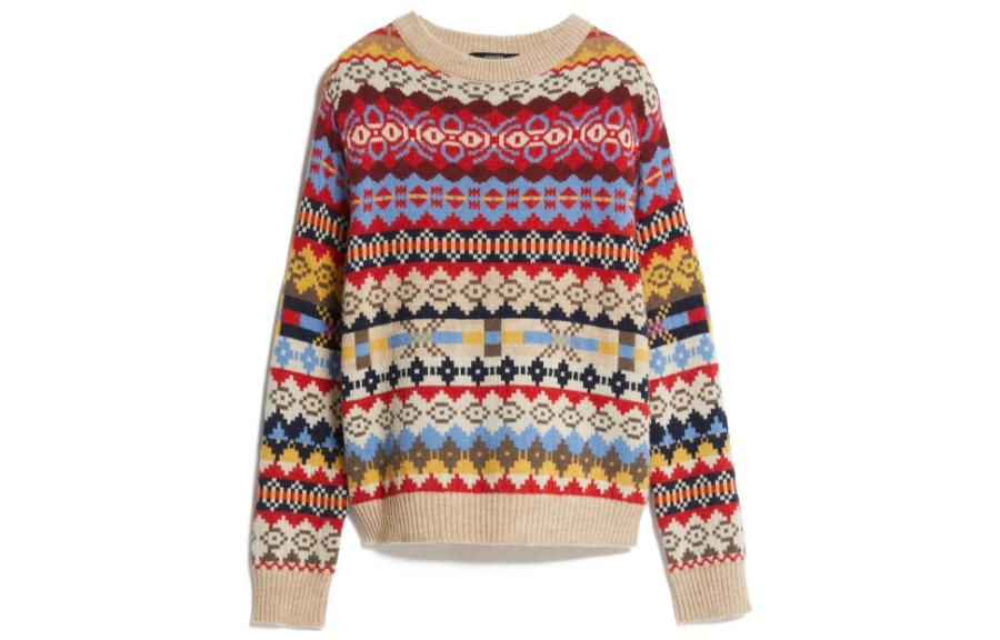 Order (W) WEEKEND MaxMara Sweater Merah Berjalur Campuran Bulu Alpaka. 5366192306003-ROTONDO