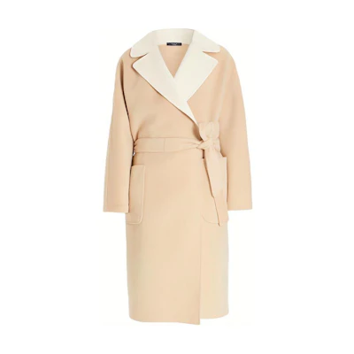 (Women) WEEKEND MaxMara Reversible Wool Coat with Logo - Beige 5016031906013