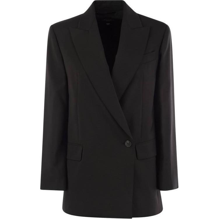 (Women) WEEKEND MaxMara  Solid Black Single-Breasted Long Sleeve Blazer 2425046061600-002