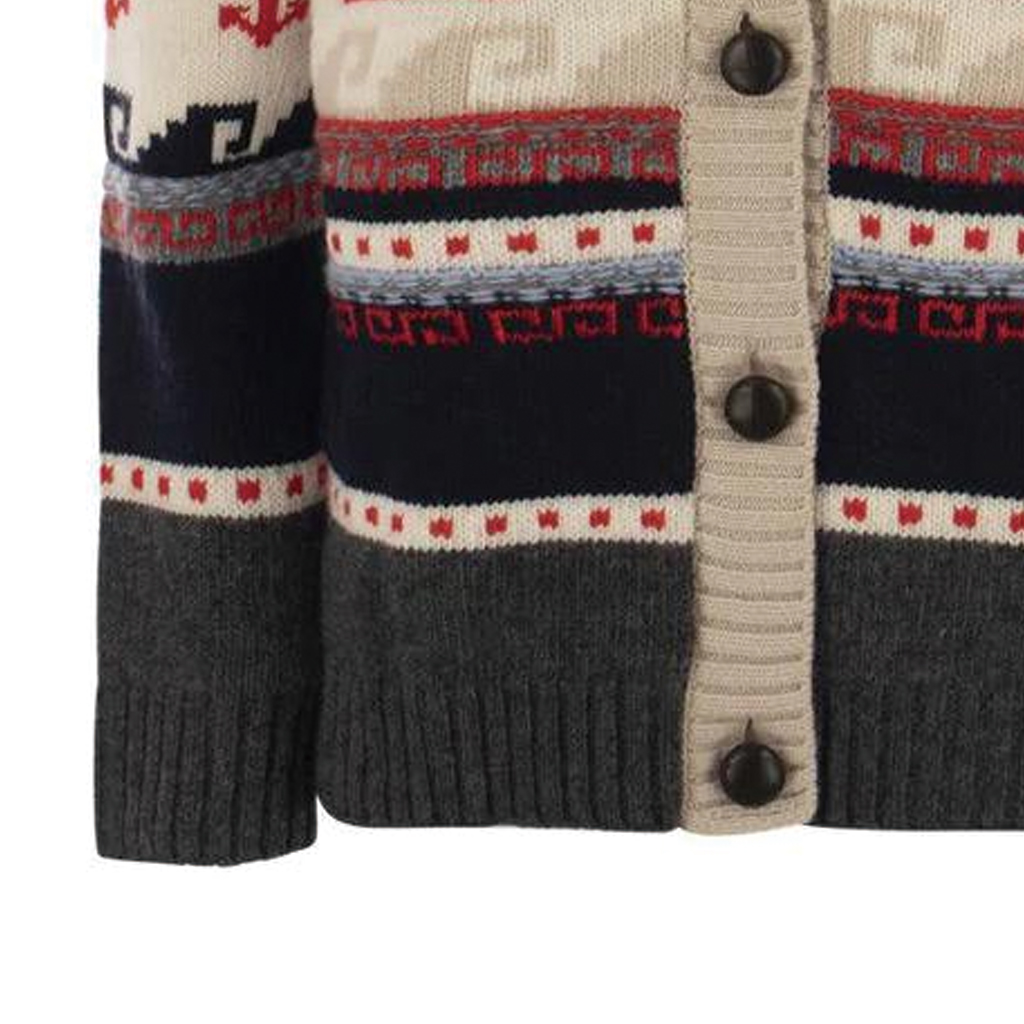 Cheap (W) WEEKEND MaxMara Sweater Lengan Panjang V-Neck Motif Garis dan Hewan. 2353460633600-001