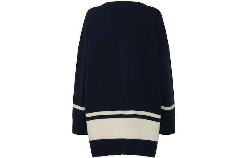 Lookbook (W) WEEKEND MaxMara Striped V-Neck Sweater Lengan Panjang Longgar Biru 2353661333600