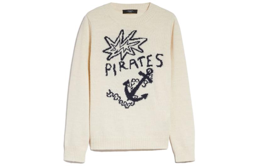 (Women) WEEKEND MaxMara  White Graphic Print Long Sleeve Sweater. 53662033-001