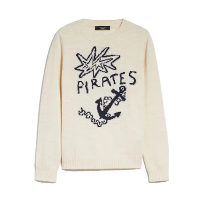 (Women) WEEKEND MaxMara White Graphic Print Long Sleeve Sweater. 53662033-001
