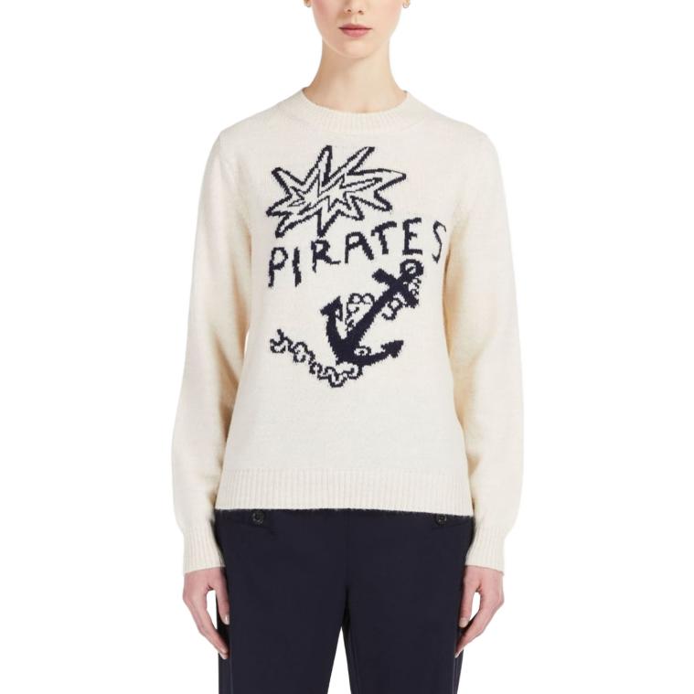 Shop (W) 週末マックスマーラ 白 グラフィックプリント 長袖セーター 53662033-001