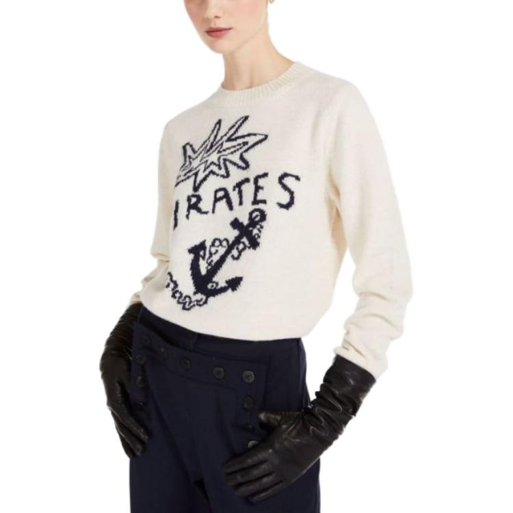 Details for (W) 週末マックスマーラ 白 グラフィックプリント 長袖セーター 53662033-001