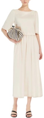(W) WEEKEND MaxMara Gaun Putih Midi dengan Boat Neck dan Lengan Setengah. 5621064206 Shop (W) WEEKEND MaxMara Gaun Putih Midi dengan Boat Neck dan Lengan Setengah. 5621064206