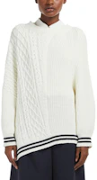 Shop (W) WEEKEND MaxMara 白色條紋不對稱羅紋修邊針織毛衣 5366162906018-EBURNEA