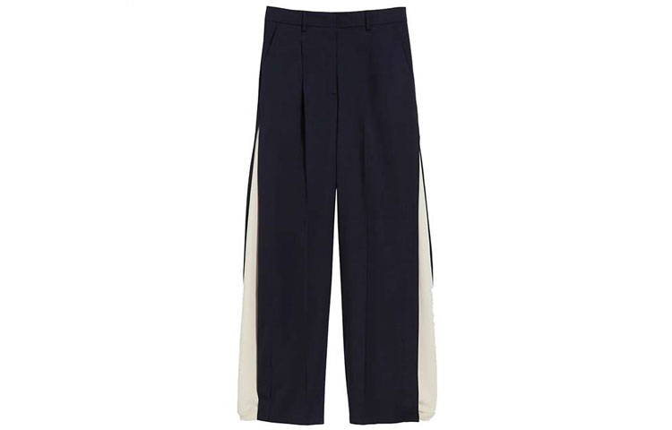 Order (W) 위켄드 맥스마라 아시아 한정 와이드 로고 패치워크 팬츠 네이비 블루 5136011906001-ASIA