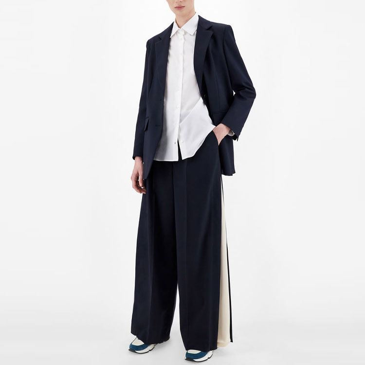 Lookbook (W) 위켄드 맥스마라 아시아 한정 와이드 로고 패치워크 팬츠 네이비 블루 5136011906001-ASIA