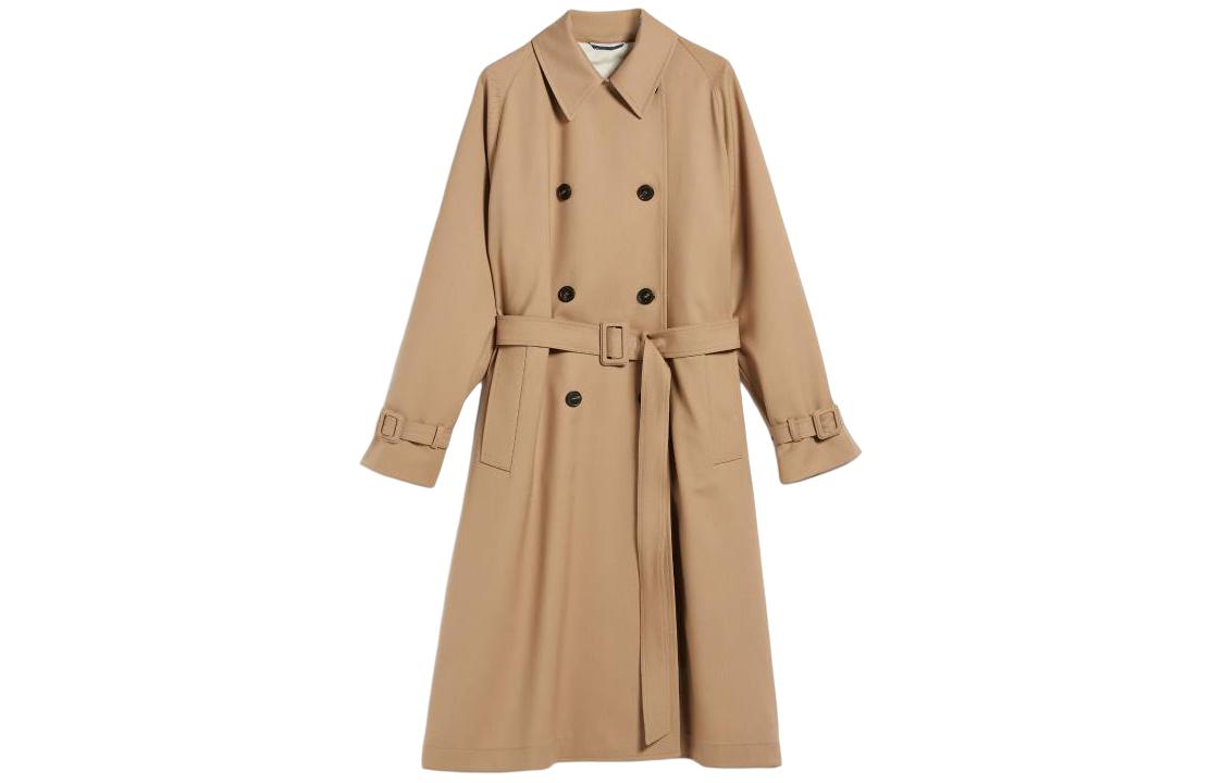 (Women) WEEKEND MaxMara  Wool Double-Breasted Belted Trench Coat - Camel. 5026013906-002