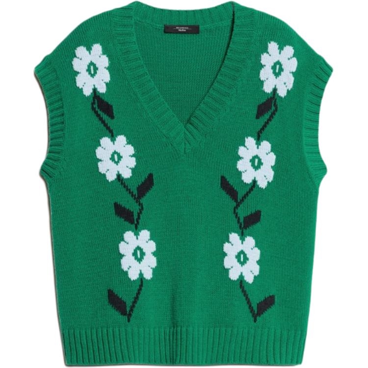 (Women) WEEKEND MaxMara Austria V-Neck Sleeveless Printed Vest Women’s Green 5356014106002-AUSTRIA