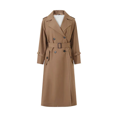 (Women) WEEKEND MaxMara Barni Olive Brown Double-Breasted Long Coat. 5026053906004-BARNI