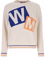 (Women) WEEKEND MaxMara Beige Sweater with Colorblock Letter Embroidery. 2353612337600005 (Women) WEEKEND MaxMara Beige Sweater with Colorblock Letter Embroidery. 2353612337600005