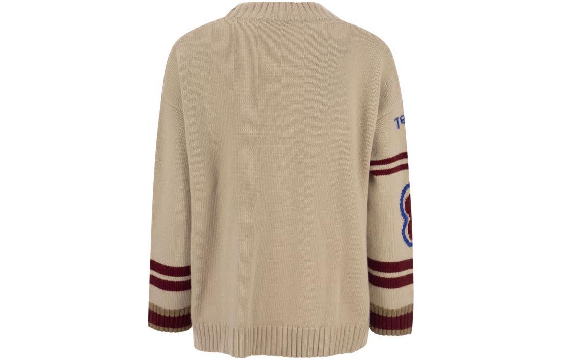 Lookbook (W) WEEKEND MaxMara Beige Cardigan Wanita Motif Huruf Anjing V-Neck. 2353460333600-001