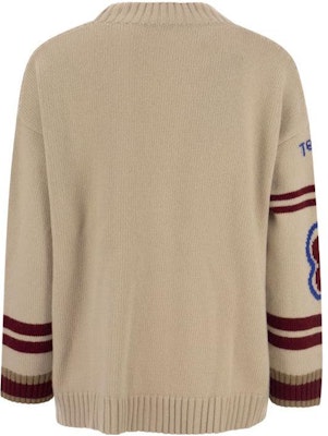 (W) WEEKEND MaxMara Beige Cardigan Wanita Motif Huruf Anjing V-Neck. 2353460333600-001 Lookbook (W) WEEKEND MaxMara Beige Cardigan Wanita Motif Huruf Anjing V-Neck. 2353460333600-001