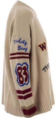 (W) WEEKEND MaxMara Beige Cardigan Wanita Motif Huruf Anjing V-Neck. 2353460333600-001 Shop (W) WEEKEND MaxMara Beige Cardigan Wanita Motif Huruf Anjing V-Neck. 2353460333600-001