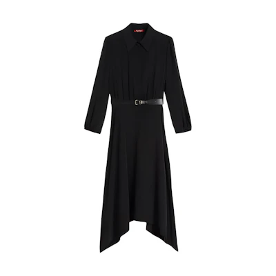 (Women) WEEKEND MaxMara BIKINI Asymmetrical A-Line Long Sleeve Dress Women Black. 6226111906002-BIKINI