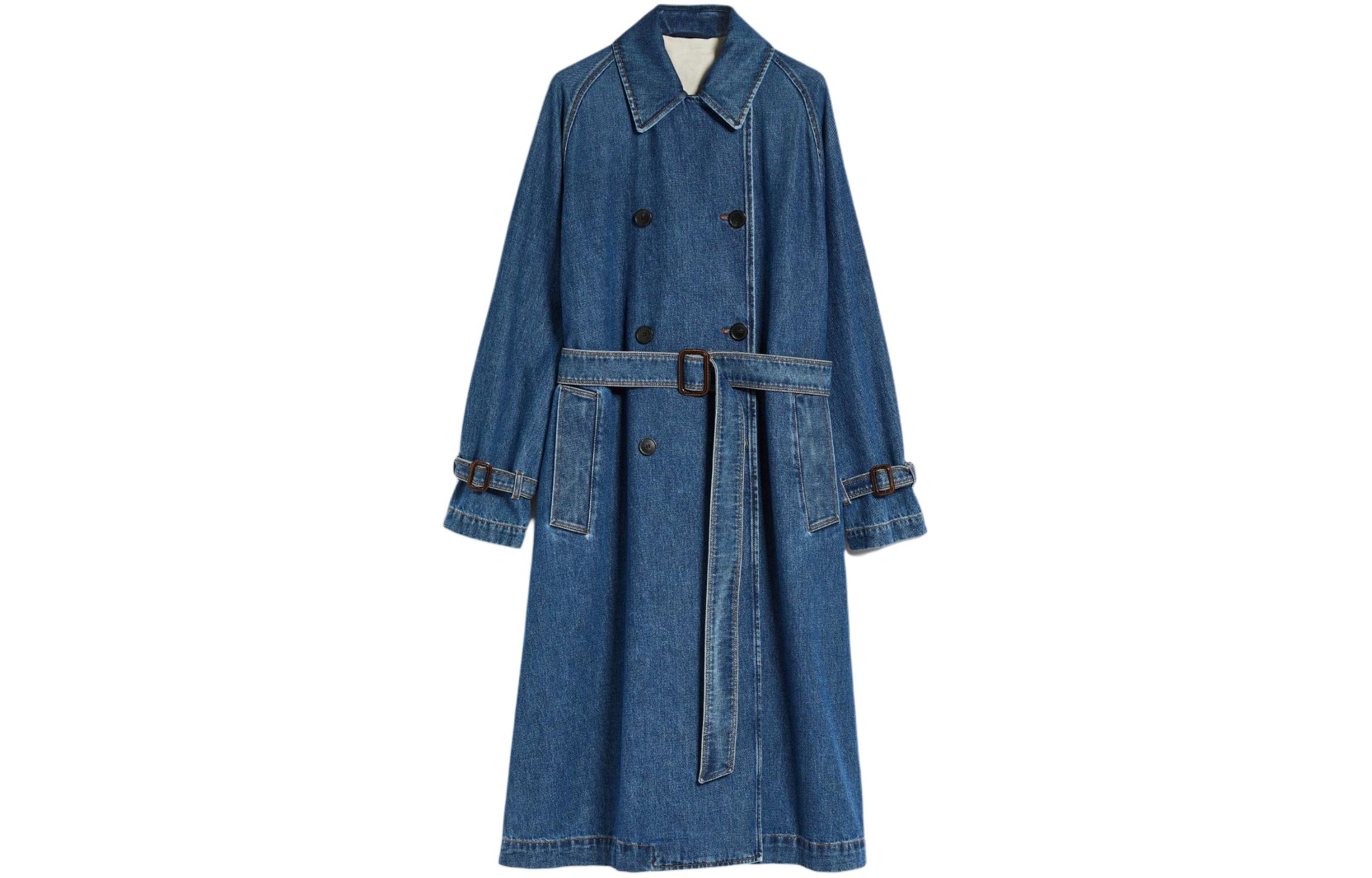 (Women) WEEKEND MaxMara Blasy  Double-Breasted Blue Trench Coat. 5011044106002-BLASY