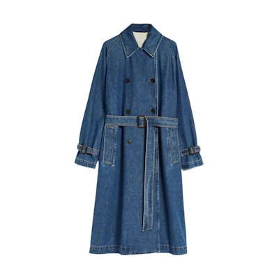 (Women) WEEKEND MaxMara Blasy Double-Breasted Blue Trench Coat. 5011044106002-BLASY