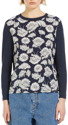 (W) 週末 MaxMara Calamai 系列花卉絲質長袖上衣 深藍色 5941054106005-CALAMAI Shop (W) 週末 MaxMara Calamai 系列花卉絲質長袖上衣 深藍色 5941054106005-CALAMAI
