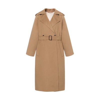 (Women) WEEKEND MaxMara Cobalto Camel Belted Long Sleeve Coat. 5011013706058-COBALTO