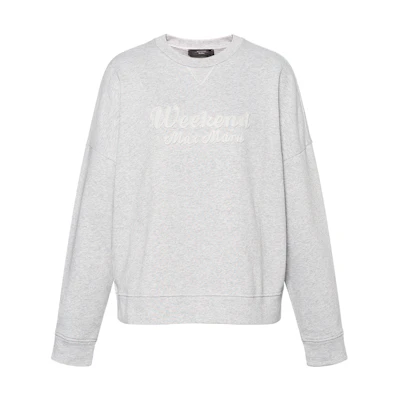 (Women) WEEKEND MaxMara Danubio Logo Print Crewneck Sweatshirt Grey 5926014106001-DANUBIO