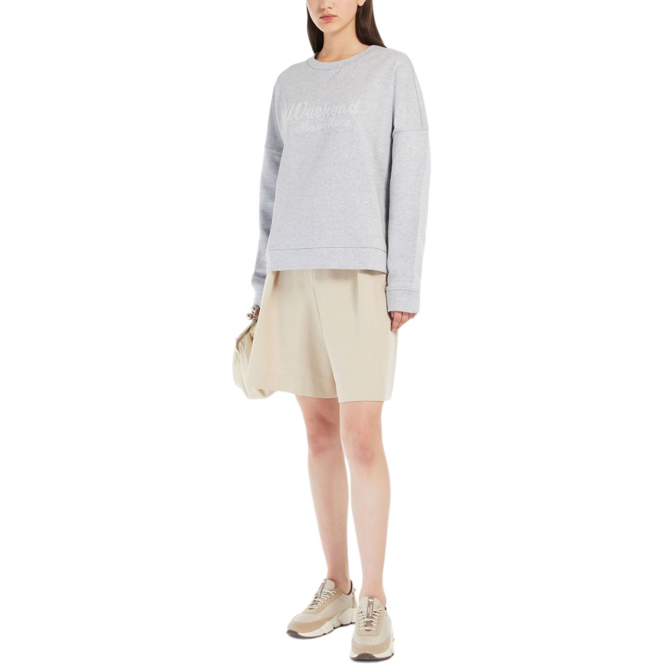 Lookbook (W) 周末 MaxMara Danubio 标志印花灰色圆领卫衣 5926014106001-DANUBIO