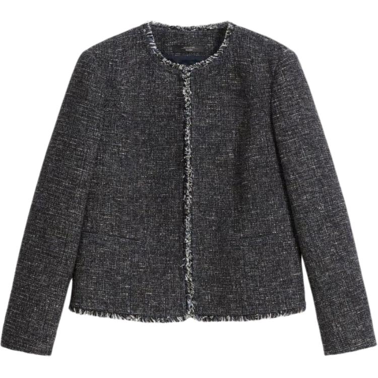 (Women) WEEKEND MaxMara Delfimo Tweed Cropped Jacket Women’s Gray 5916011906001-DELFINO