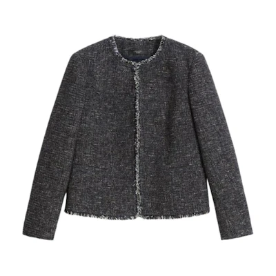 (Women) WEEKEND MaxMara Delfimo Tweed Cropped Jacket Women’s Gray 5916011906001-DELFINO