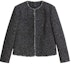 Order (W) WEEKEND MaxMara Delfimo Tweed Jaket Cropped Wanita Abu-Abu. 5916011906001-DELFINO