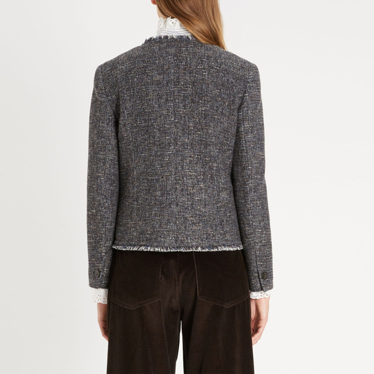 Purchase (W) WEEKEND MaxMara Delfimo Tweed Jaket Cropped Wanita Abu-Abu. 5916011906001-DELFINO