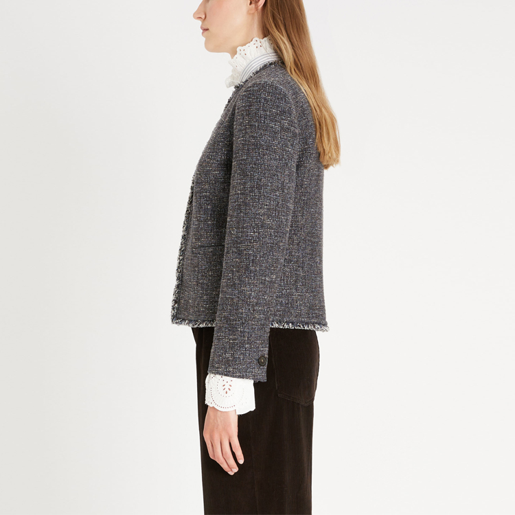 Details for (W) WEEKEND MaxMara Delfimo Tweed Jaket Cropped Wanita Abu-Abu. 5916011906001-DELFINO