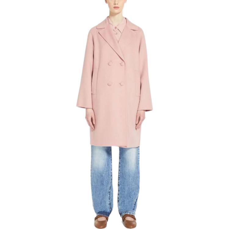 Lookbook (W) WEEKEND MaxMara Kot Wanita Pink Double-Breasted Panjang Sederhana 2350110237600-049