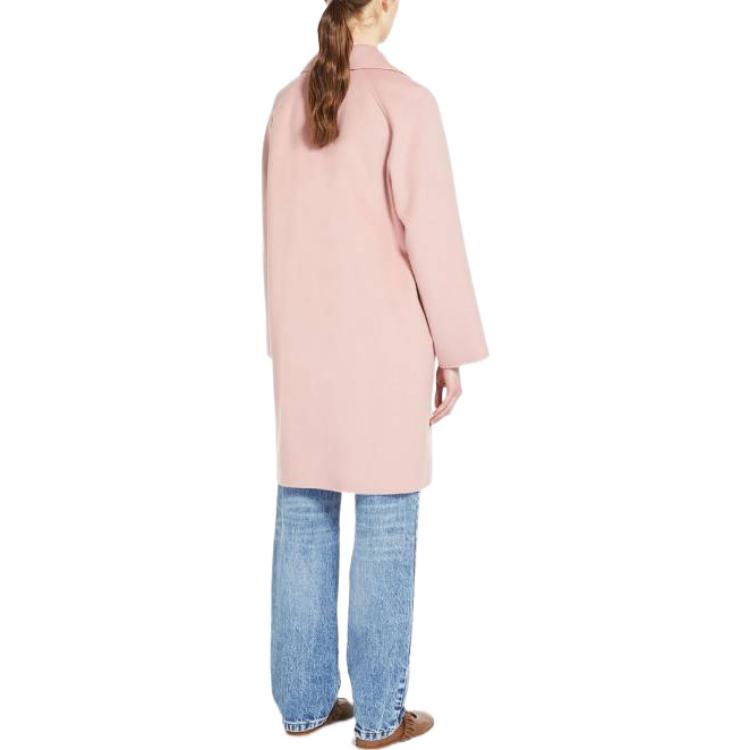 Shop (W) WEEKEND MaxMara Kot Wanita Pink Double-Breasted Panjang Sederhana 2350110237600-049