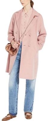 (W) WEEKEND MaxMara Mantel Wanita Double-Breasted Panjang Sedang Warna Pink 2350110237600-049 Purchase (W) WEEKEND MaxMara Mantel Wanita Double-Breasted Panjang Sedang Warna Pink 2350110237600-049