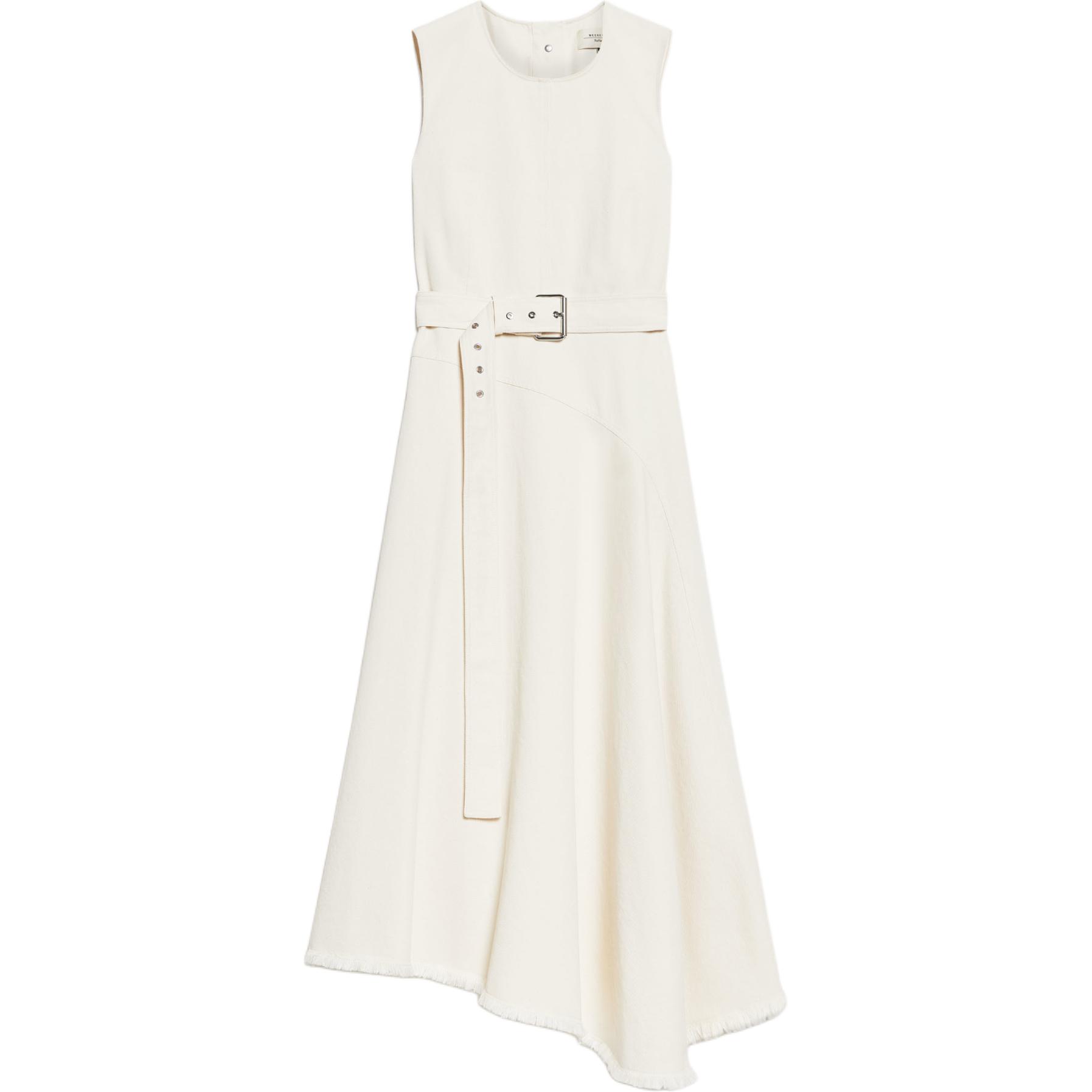 (Women) WEEKEND MaxMara Durata Sleeveless Cotton Denim Midi Dress Women White 5226054106001-DURATA