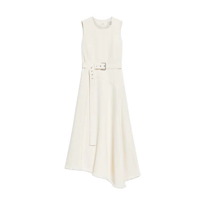 (Women) WEEKEND MaxMara Durata Sleeveless Cotton Denim Midi Dress Women White 5226054106001-DURATA