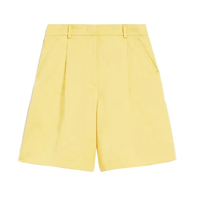 (Women) WEEKEND MaxMara Ecuba High-Waisted Casual Yellow Shorts. 5141013106007-ECUBA