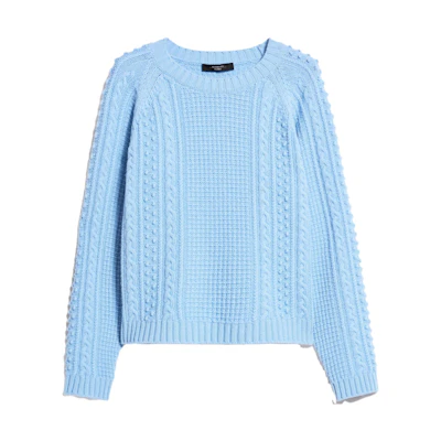 (Women) WEEKEND MaxMara Elid Blue Solid Color Casual Knit Pullover Sweater 5366163306015-ELID