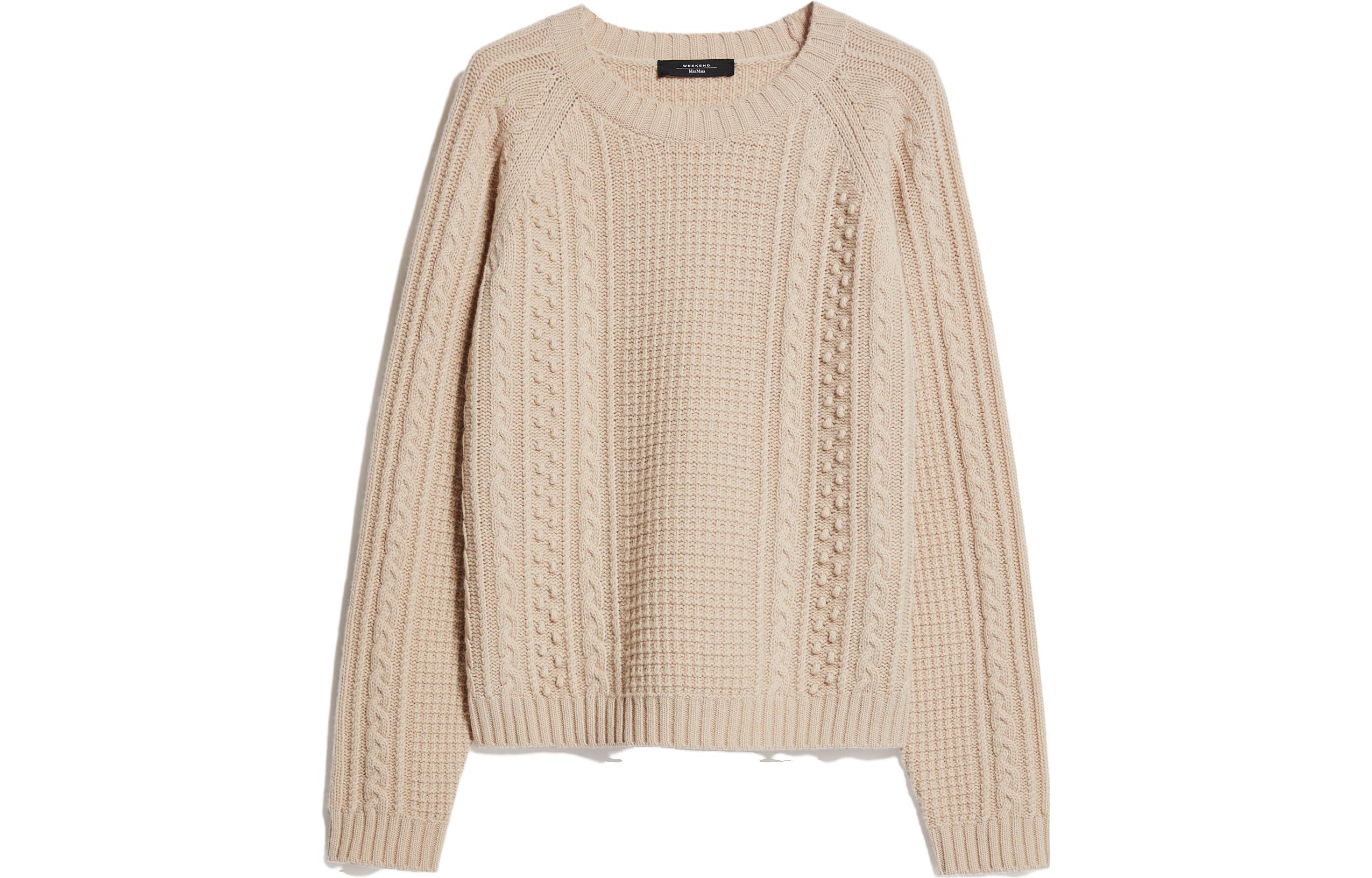 (Women) WEEKEND MaxMara Elid Solid Color Round Neck Long Sleeve Sweater Women Khaki 5366163306002-ELID