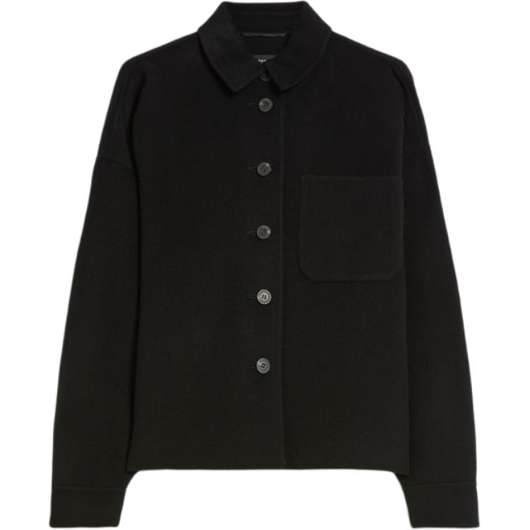 Order (W) WEEKEND MaxMara Emiro Jaket Hitam Wanita Potongan Lurus. 5086044106013-EMIRO