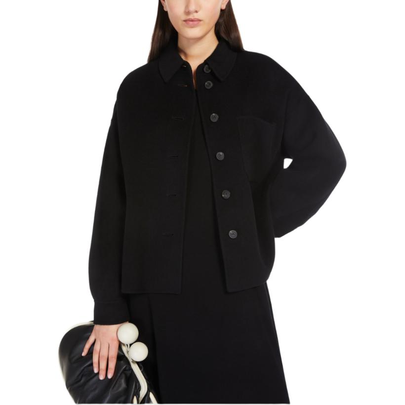 Shop (W) WEEKEND MaxMara Emiro Jaket Hitam Wanita Potongan Lurus. 5086044106013-EMIRO