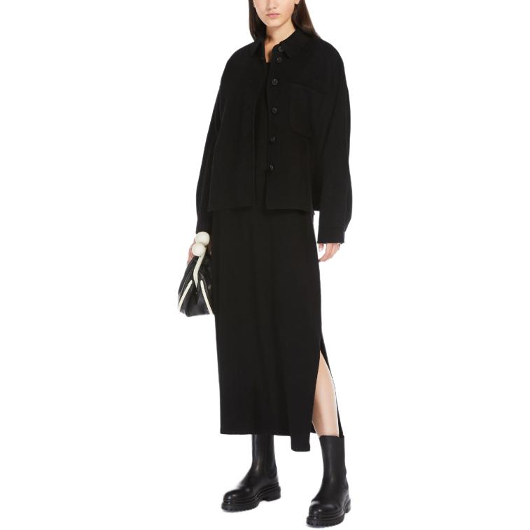 Purchase (W) WEEKEND MaxMara Emiro Jaket Hitam Wanita Potongan Lurus. 5086044106013-EMIRO