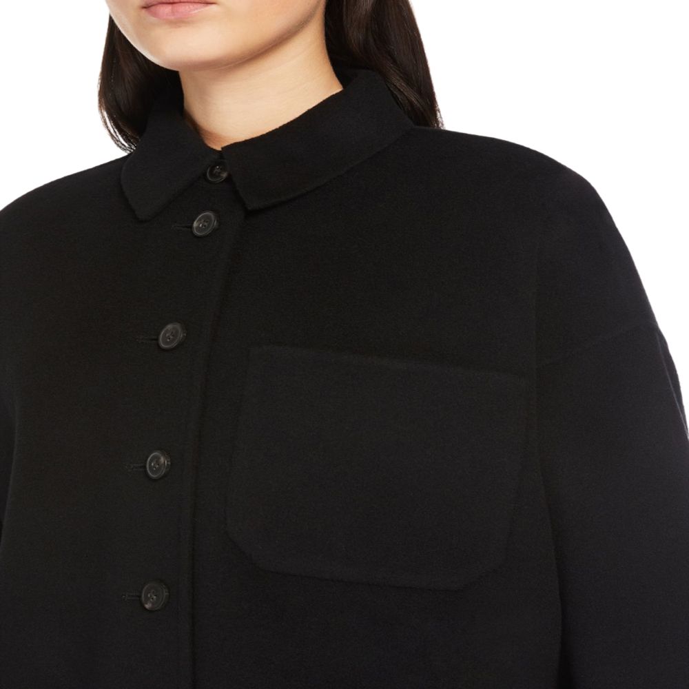 Sizing (W) WEEKEND MaxMara Emiro Jaket Hitam Wanita Potongan Lurus. 5086044106013-EMIRO