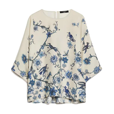 (Women) WEEKEND MaxMara Filippo All-Over Print Fitted Light Blue T-Shirt. 5116014106002-FILIPPO