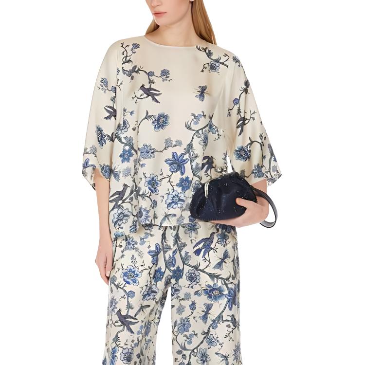 Shop (W) 위켄드 막스마라 필리포 올오버 프린트 라이트 블루 티셔츠. 5116014106002-FILIPPO