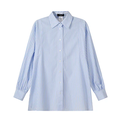 (Women) WEEKEND MaxMara Fufy Striped Print Long-Sleeve Shirt Women’s Light Blue 1511105106034-FUFY